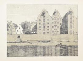 Edmund Schaefer (1880-1959), 4 db grafika: Részletek a régi Brémáról (Alt-Bremen). Litográfia, papír...