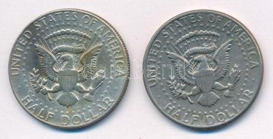 Amerikai Egyesült Államok 1969D 1/2$ Ag "Kennedy" + 1971. 1/2$ Cu-Ni "Kennedy" T...