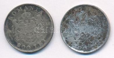 Románia 1942. 200L Ag "I. Mihály" (2x) T:2- patina, ph. Romania 1942. 200 Lei Ag "Mih...