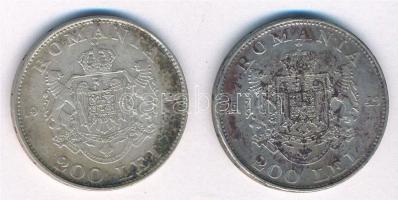 Románia 1942. 200L Ag "I. Mihály" (2x) T:1-,2 patina Romania 1942. 200 Lei Ag "Mihai ...