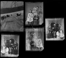 cca 1890 kb 35 db klf méretű üvegnegatív családi képekkel: Kozáky, Domeczky, Pirot család. 6x9 cm, 12x9 cm