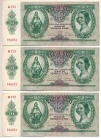 1936. 10P (3x) B 072 094582 - 094584 sorszámkövetők T:I,I- hullámos papír Adamo P9