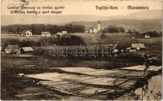 1940 Maroshévíz, Oláhtoplica, Toplita, Toplica; Castelul Urmanczy cu rondoul sportiv / Urmánczy kastély a sport teleppel / castle, sports field (EK)