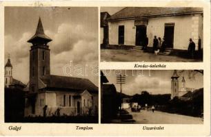 Galgó, Galgau; Templom, Kovács üzlete, utca részlet / church, shop, street view (EK)