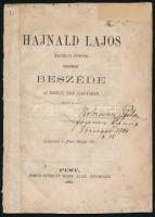 Hajnald Lajos erdélyi püspök felsőházi beszédi az erdályi unió tárgyában. Pest, 1861. Emich. 36p. Fűzve, papírgerinccel, egy lap restaurált