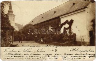 1903 Málnapatak, Málinec; Templom és lelkész lakás / church, vicarage. photo (EM)