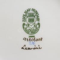 Zsolnay virágmintás porcelán váza, kézzel festett, jelzett, hibátlan, m: 27 cm