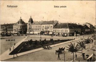 1909 Kolozsvár, Cluj; Római katolikus Status paloták, Erdélyi Bank, üzletek / Catholic palaces, Transylvanian Bank, shops (fl)