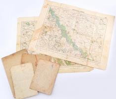 6 db régi térkép, Budapest, Szentendre, Pécs, vegyes állapotban