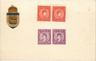 Nemzeti Áldozatkészség Szobra segélylap / WWI Austro-Hungarian K.u.K. military charity fund, golden Emb.