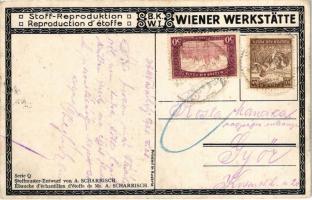 1921 Stoff-Reproduktion. B.K.W.I. Wiener Werkstätte Serie Q. Stoffmuster-Entwurf von A. Scharrisch. ...