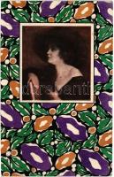 1921 Stoff-Reproduktion. B.K.W.I. Wiener Werkstätte Serie A. Stoffmuster-Entwurf von A. Scharrisch. Art Nouveau