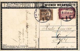 1920 Stoff-Reproduktion. B.K.W.I. Wiener Werkstätte Serie T. Stoffmuster-Entwurf von A. Pospischil. ...