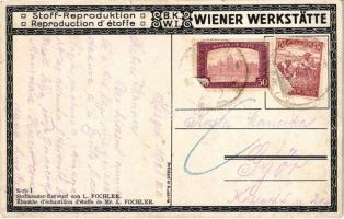 1921 Stoff-Reproduktion. B.K.W.I. Wiener Werkstätte Serie I. Stoffmuster-Entwurf von L. Fochler. Art...