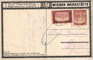 1921 Stoff-Reproduktion. B.K.W.I. Wiener Werkstätte Serie M. Stoffmuster-Entwurf Prof. Jos. Hoffmann...