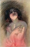 1924 Erotic nude lady art postcard (EK)