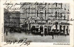 1904 Budapest I. Tabán, Döbrentei tér, Erzsébethíd kávéház. Budovinsky P. fényképész (kis szakadás / small tear)