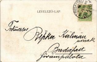 1904 Budapest I. Tabán, Döbrentei tér, Erzsébethíd kávéház. Budovinsky P. fényképész (kis szakadás /...