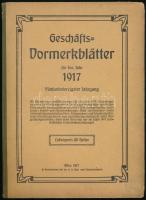 1917 Wien, Geschäfts-Vormerkblätter, napár magyarul írt naplószerű feljegyzésekkel