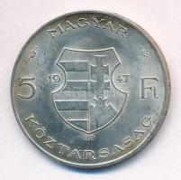 1947. 5Ft Ag "Kossuth" T:1- patina Adamo F8.1