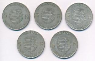 1947. 5Ft Ag "Kossuth" (5x) T:2,2- patina Adamo F8.1