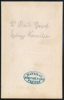 cca 1865 Dr. Ráth József és Szilágyi Kornélia, keményhátú fotó Mayer Gy. pesti műterméből, 10,5×6,5 ...