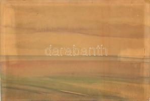 Basch Edit (1895-1980): Táj, 1930as évek (1935?). Akvarell, papír, kartonra kasírozva, jelezve jobbra lent. Hátoldalán Magyar Nemzeti Galéria - Új Magyar Képtár raglapjával. Sarkaiban kissé sérült. 35x51 cm