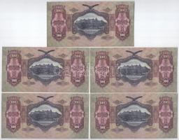 1930. 100P (5x) "E 146 031570 - E 146 031575", sorszámkövetők és egyugrású sorszámokkal T:...