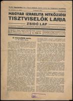 1941 A Magyar Izraelita Hitközség Tisztviselők Lapja, zsidó lap III. évfolyamának 11. száma, 4p