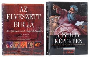 2 db Biblia témájú könyv: J. R. Porter: Az elveszett Biblia. Az elfeledett szent könyvek titkai. Bp., 2003, Magyar Könyvklub. Gazdag képanyaggal illusztrálva. Kiadói kartonált papírkötés, sérült kiadói papír védőborítóban. Megjelent 4000 példányban. + Gianni Guadalupi: A Biblia képekben. Történetek és képek az Ó- és Újtestamentumból. Pécs, 2007, Alexandra. Rendkívül gazdag képanyaggal. Kiadói kartonált papírkötés, kiadói papír védőborítóban.