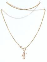14K arany (Au) nyaklánc T medállal, jelzett, nettó: 9 g, h: 49,5 cm