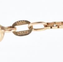 14K arany (Au) nyaklánc T medállal, jelzett, nettó: 9 g, h: 49,5 cm