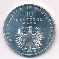 Németország 1998F 10M Ag "50 éves a Német Márka" német nyelvű tanúsítvánnyal T:1- kis pati...