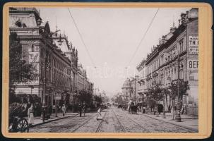 1901 Bukarest, Bulevardul Elisabeta Doamna, keményhátú fotó, Dresden, Römmler & Jonas, 10×16 cm / 1901 Bucuresti / Bucharest