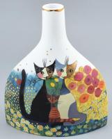 Goebel macskás dekorral díszített porcelán váza. Levonóképes, Rosina Wachtmeister dekorja, jelzett, kopásnyomokkal. m: 26 cm