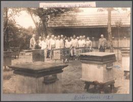 1923 Martonvásár, kirándulók a dúcok között, kartonra ragasztott, feliratozott fotó, felületén törés...