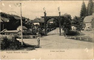 1908 Borszék, Borsec; Bejárat a fürdőbe / spa entrance (EB)