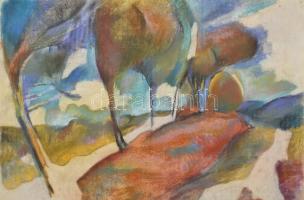 Jelzés nélkül: Színes táj. Pasztell, papír. 33x50 cm