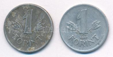 1947. 1Ft Al "Kossuth-címer" + 1949. 1Ft Al "Rákosi-címer" anyaghiba T:2-,3 ph