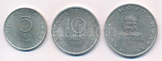 1948. 5Ft Ag "Petőfi" + 10Ft Ag "Széchenyi" + 20Ft Ag "Táncsics" "...