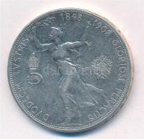Ausztria 1908. 5K Ag "Ferenc József - Jubileum" T:2- ph. Austria 1908. 5 Corona Ag "F...