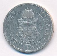 1887KB 1Ft Ag "Ferenc József / Barokk címer" T:2-,3 Adamo M15