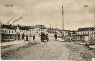 Zilah, Zalau; Polgári tér, híd, posta. Seres Samu kiadása / square, bridge, post office (EK)