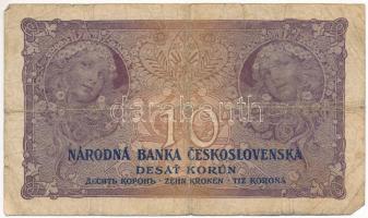 Csehszlovákia 1927. 10K "N121 227832" T:III- középen kis ly. Czechoslovakia 1927. 10 Korun "N121 227832" C:VG small holes in the middle Krause P#20