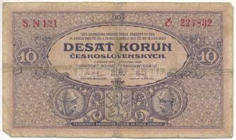 Csehszlovákia 1927. 10K "N121 227832" T:III- középen kis ly.
Czechoslovakia 1927. 10 Koru...