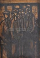 Jelzés nélkül: Alakok. Vegyes technika, papír. Alsó sarkaiban apró törésnyomokkal. 50×35 cm