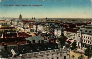 1913 Arad, madártávlatból előtérben az Andrássy térrel. Kerpel Izsó kiadása / general view (kis szakadás / small tear)