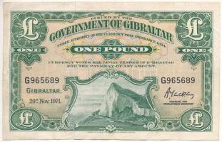 Gibraltár 1971. 1P "G 965689" T:III folt, apró szakadás Gibraltar 1971. 1 Pound "G 965689" C:F spot, tiny tear Krause P#18