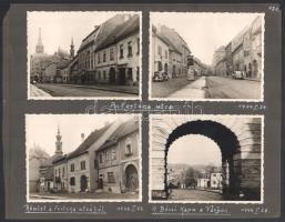 1943-1944 Budapest, Vár, Fortuna utca, Bécsi kapu, Pesthidegkút, stb., 8 db albumlapra ragasztott fotó, feliratozva, 9×11,5 cm