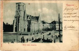 1904 Kaposvár, Római katolikus templom, piac. Gerő Zsigmond kiadása (b)